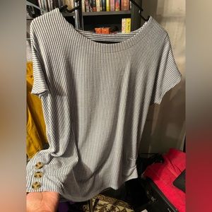 Blue and white nautical boat neck super soft Tee shirt